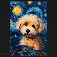 Maltipoo Starry Night Van Gogh Maltese Poodle Dog Art T-Shirt thumb 7