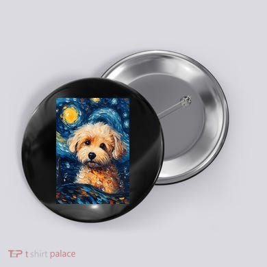 Maltipoo Starry Night Van Gogh Maltese Poodle Dog Art Button