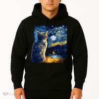 Majestic Starry Night Cat Hoodie thumb 2