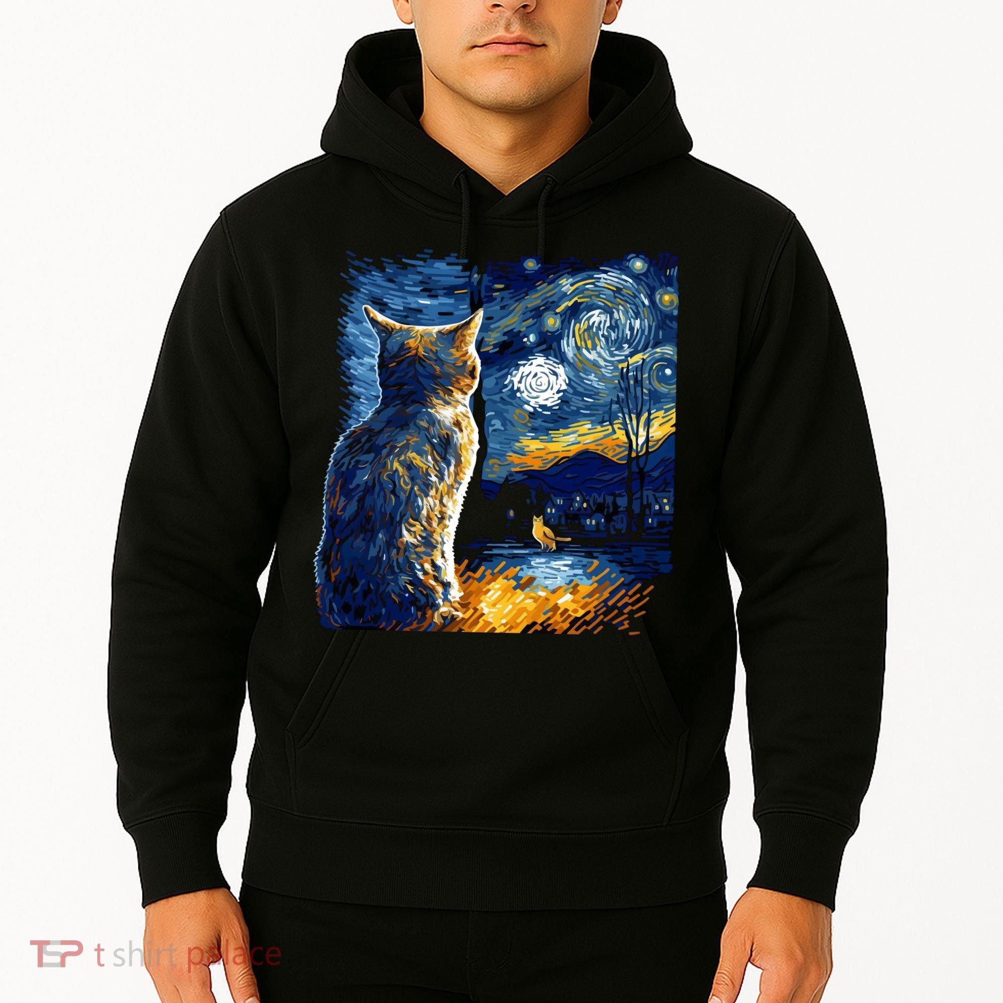 Majestic Starry Night Cat Hoodie