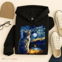 Majestic Starry Night Cat Hoodie thumb 4