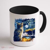 Majestic Starry Night Cat Coffee Mug thumb 1