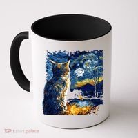Majestic Starry Night Cat Coffee Mug thumb 0