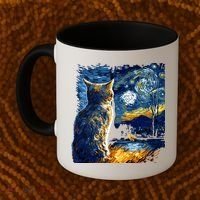 Majestic Starry Night Cat Coffee Mug thumb 2