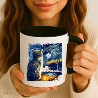 Majestic Starry Night Cat Coffee Mug thumb 3
