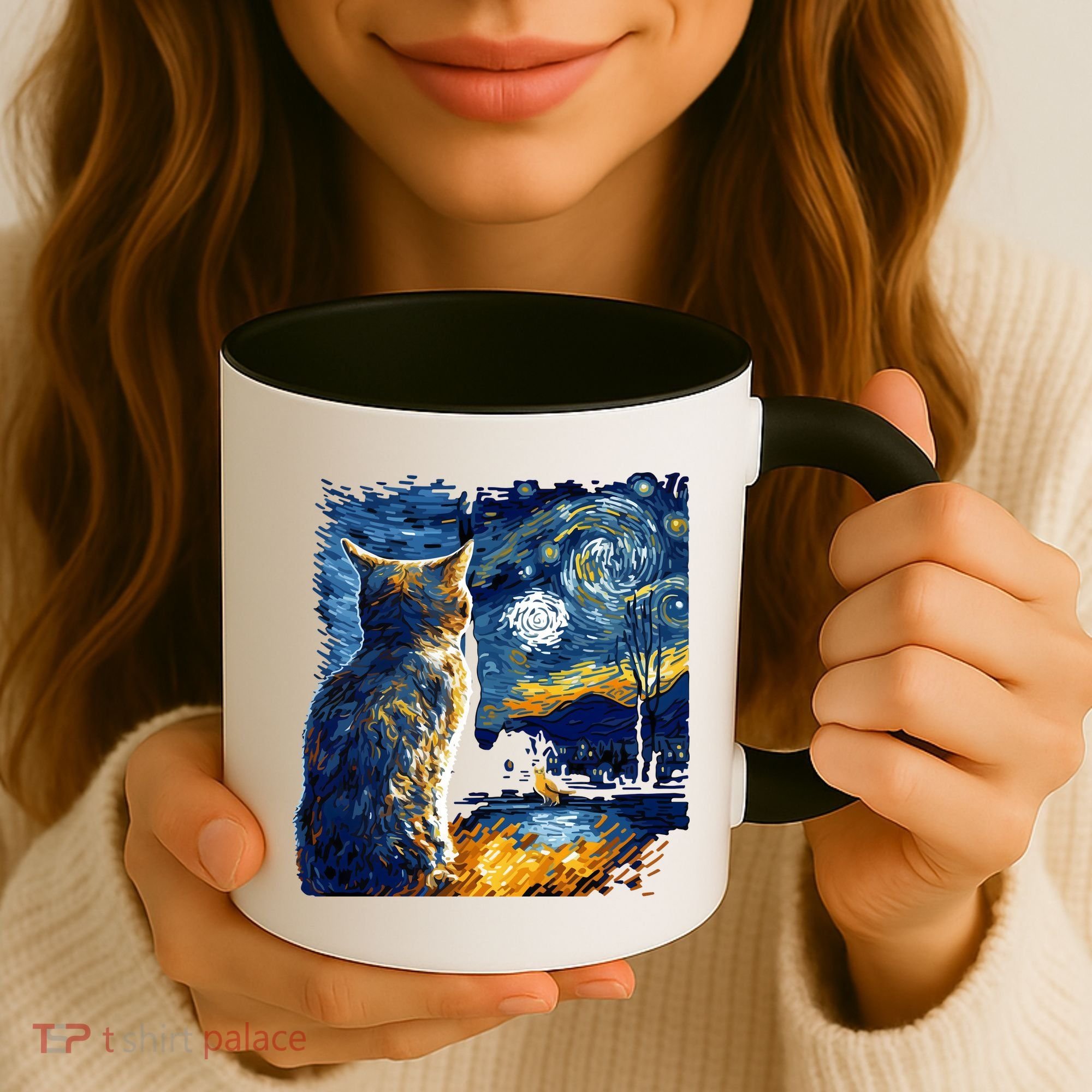 Majestic Starry Night Cat Coffee Mug