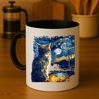 Majestic Starry Night Cat Coffee Mug thumb 4