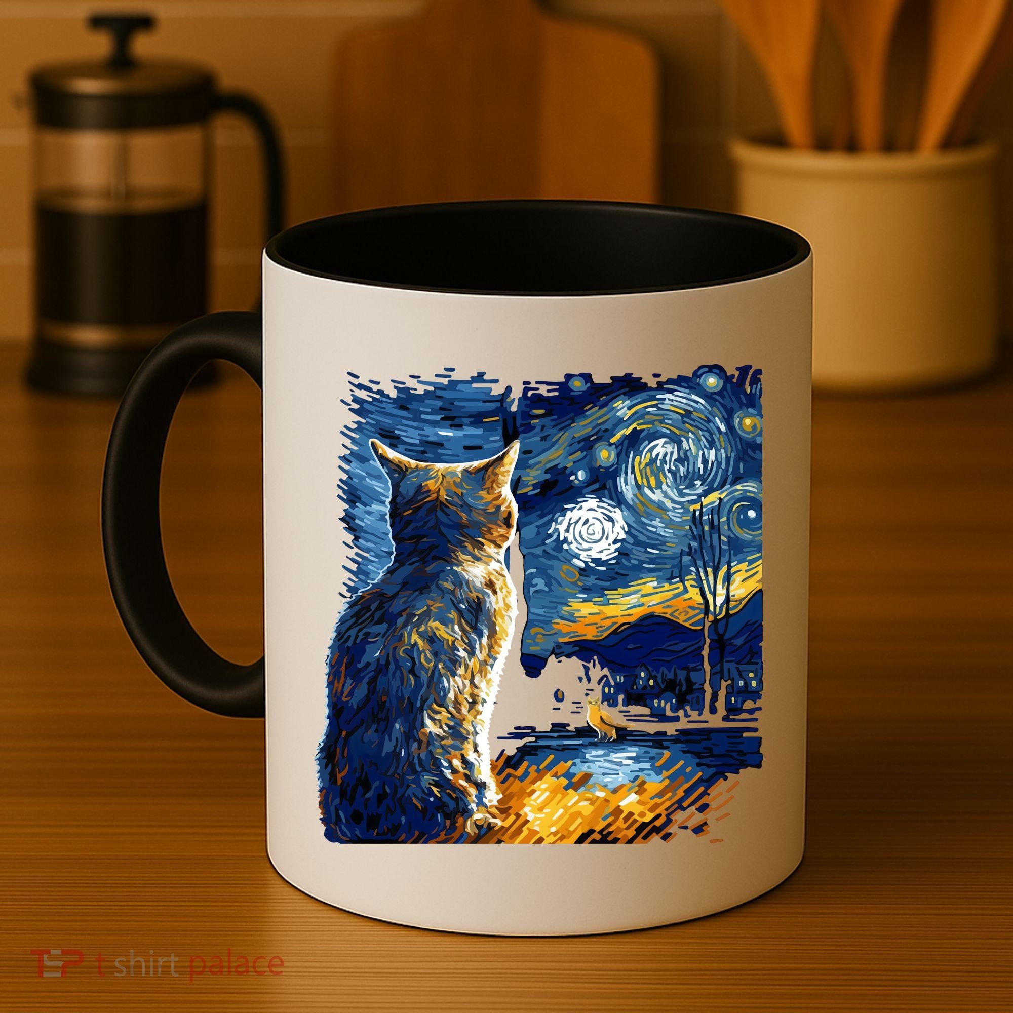 Majestic Starry Night Cat Coffee Mug