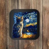 Majestic Starry Night Cat Coaster thumb 0