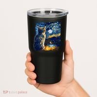 Majestic Starry Night Cat Tumbler thumb 2