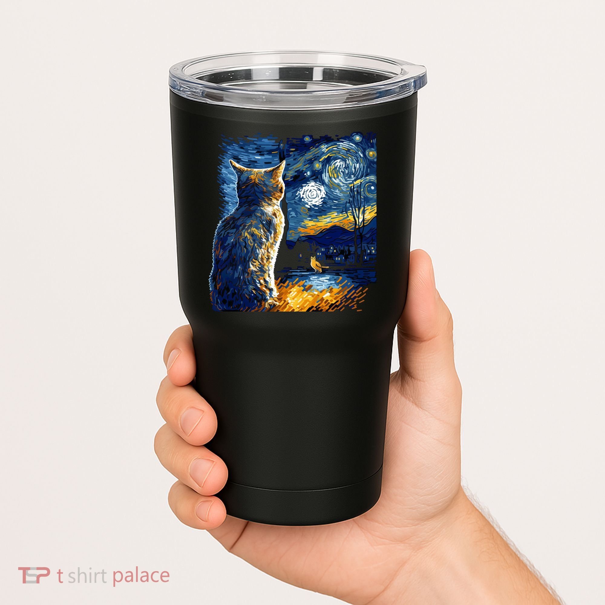 Majestic Starry Night Cat Tumbler