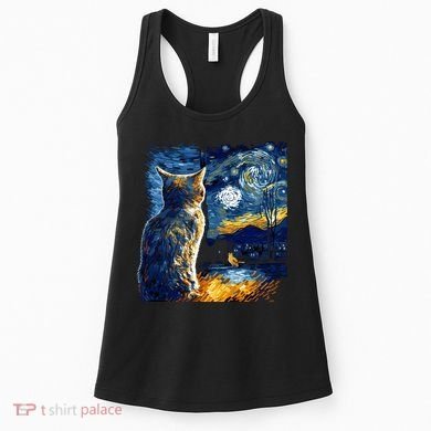 Majestic Starry Night Cat Women's Tank Top