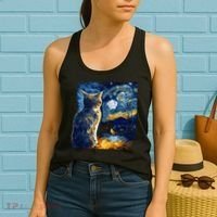 Majestic Starry Night Cat Women's Tank Top thumb 2