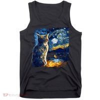 Majestic Starry Night Cat Tank Top thumb 0