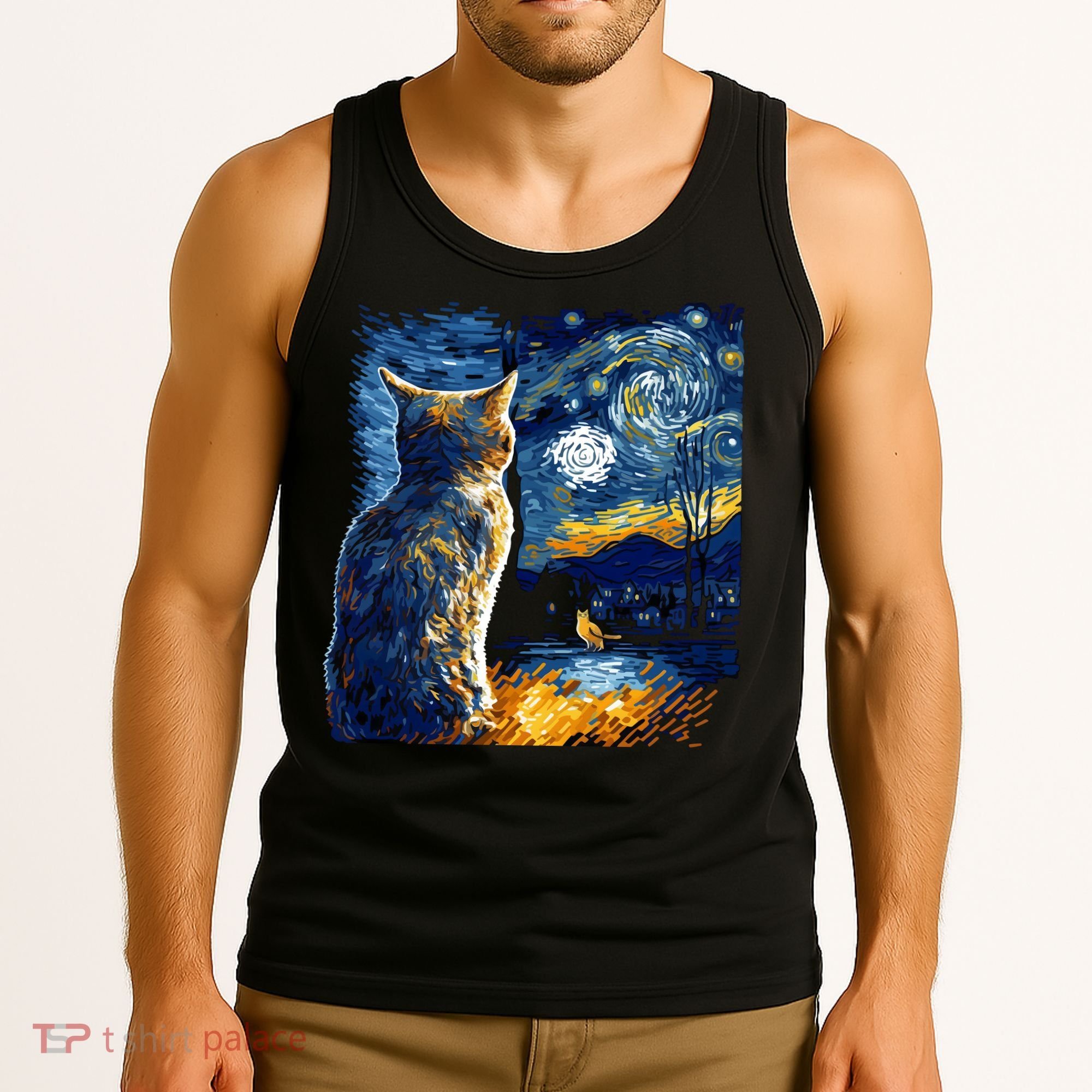 Majestic Starry Night Cat Tank Top