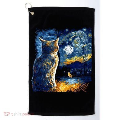 Majestic Starry Night Cat Golf Towel