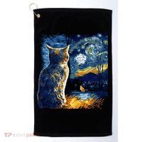Majestic Starry Night Cat Golf Towel thumb 0