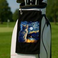 Majestic Starry Night Cat Golf Towel thumb 2