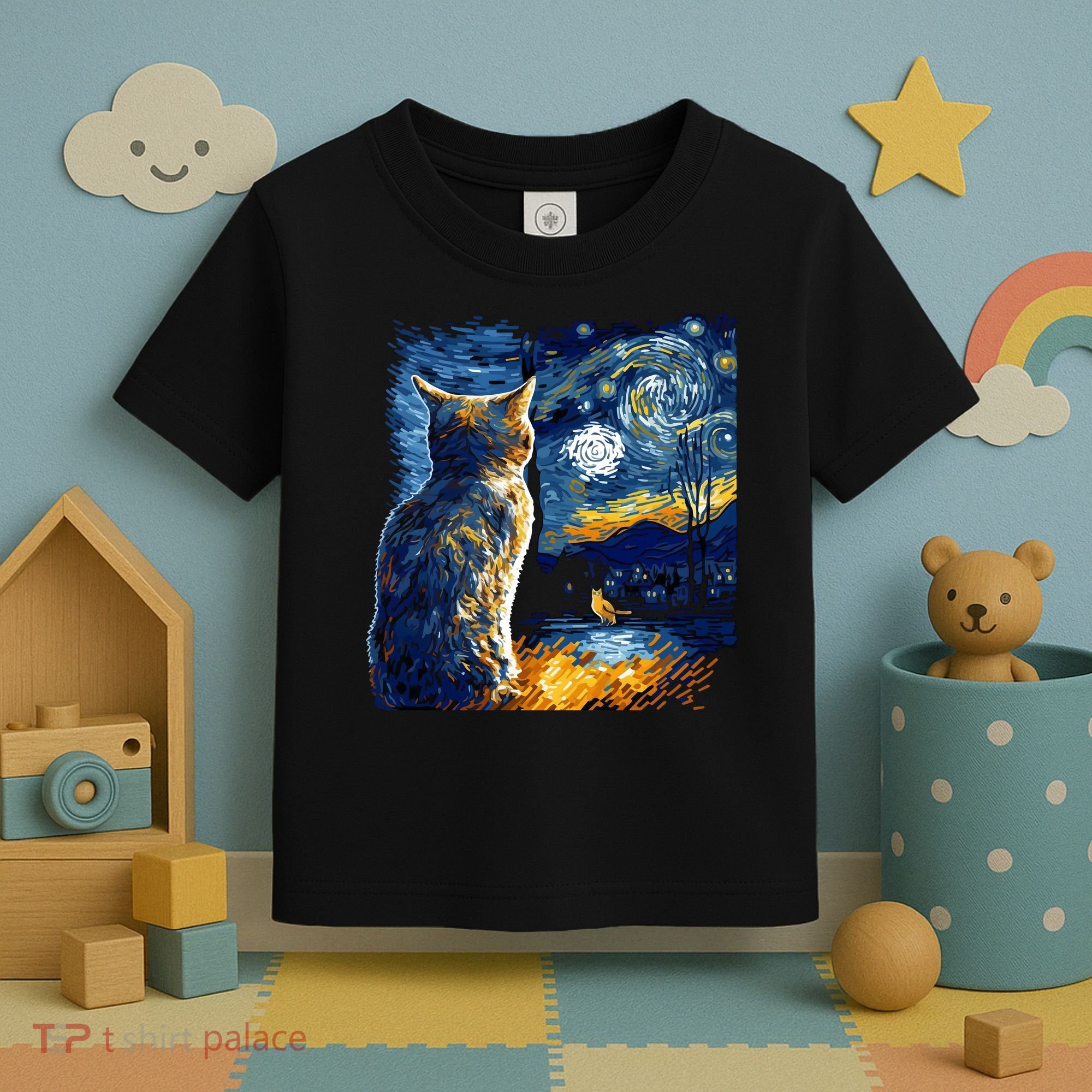 Majestic Starry Night Cat Toddler T-Shirt