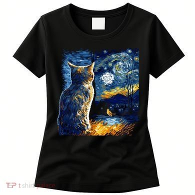 Majestic Starry Night Cat Women's T-Shirt