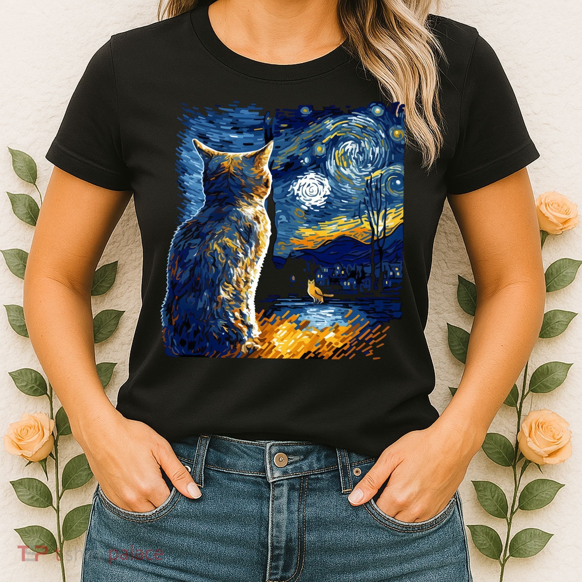 Majestic Starry Night Cat Women's T-Shirt