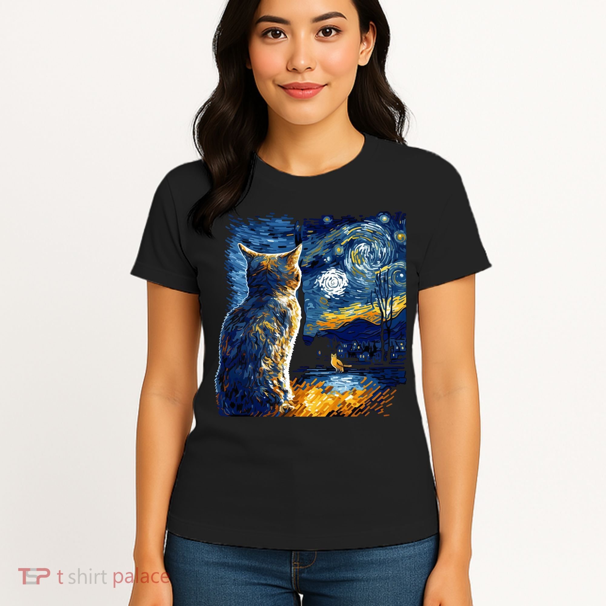 Majestic Starry Night Cat Women's T-Shirt