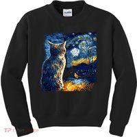 Majestic Starry Night Cat Kids Sweatshirt thumb 0