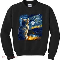 Majestic Starry Night Cat Kids Sweatshirt thumb 0
