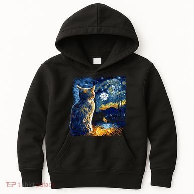 Majestic Starry Night Cat Kids Hoodie
