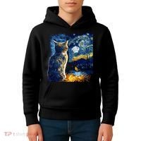 Majestic Starry Night Cat Kids Hoodie thumb 4