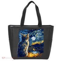 Majestic Starry Night Cat Tote Bag thumb 0