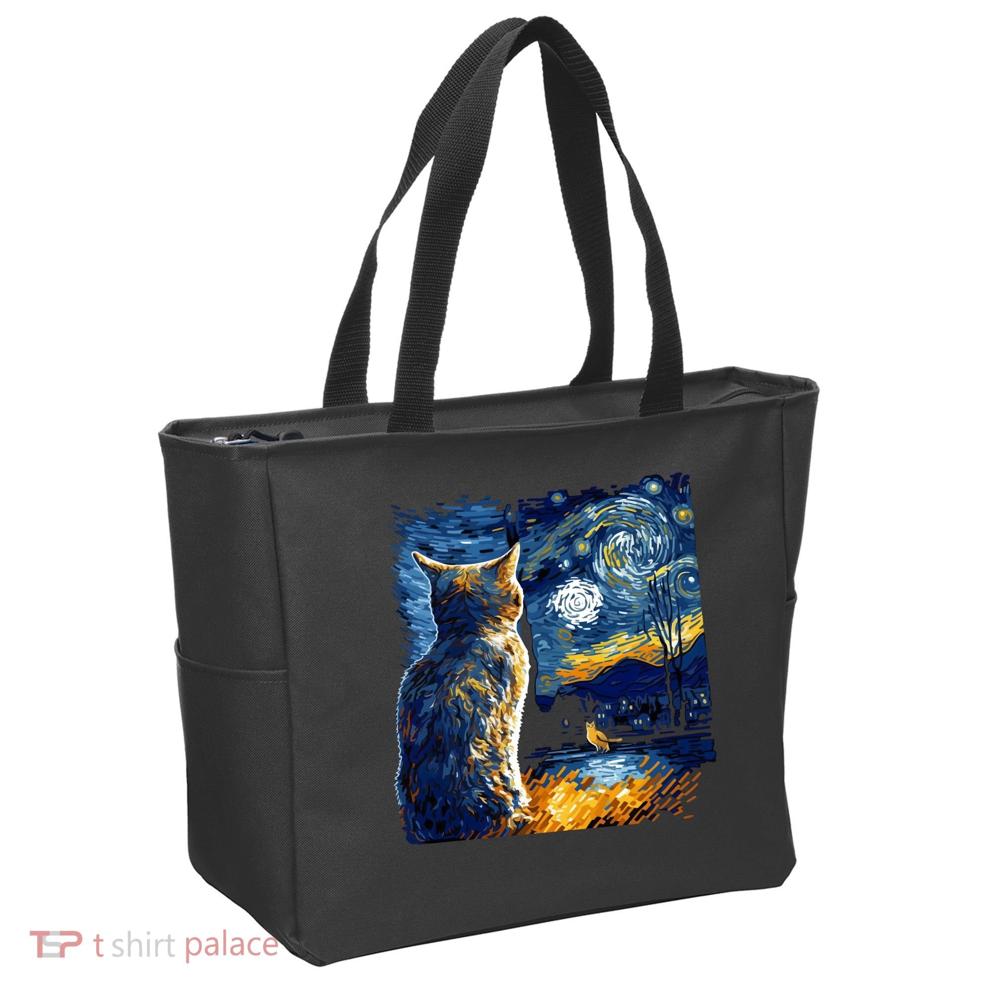 Majestic Starry Night Cat Tote Bag