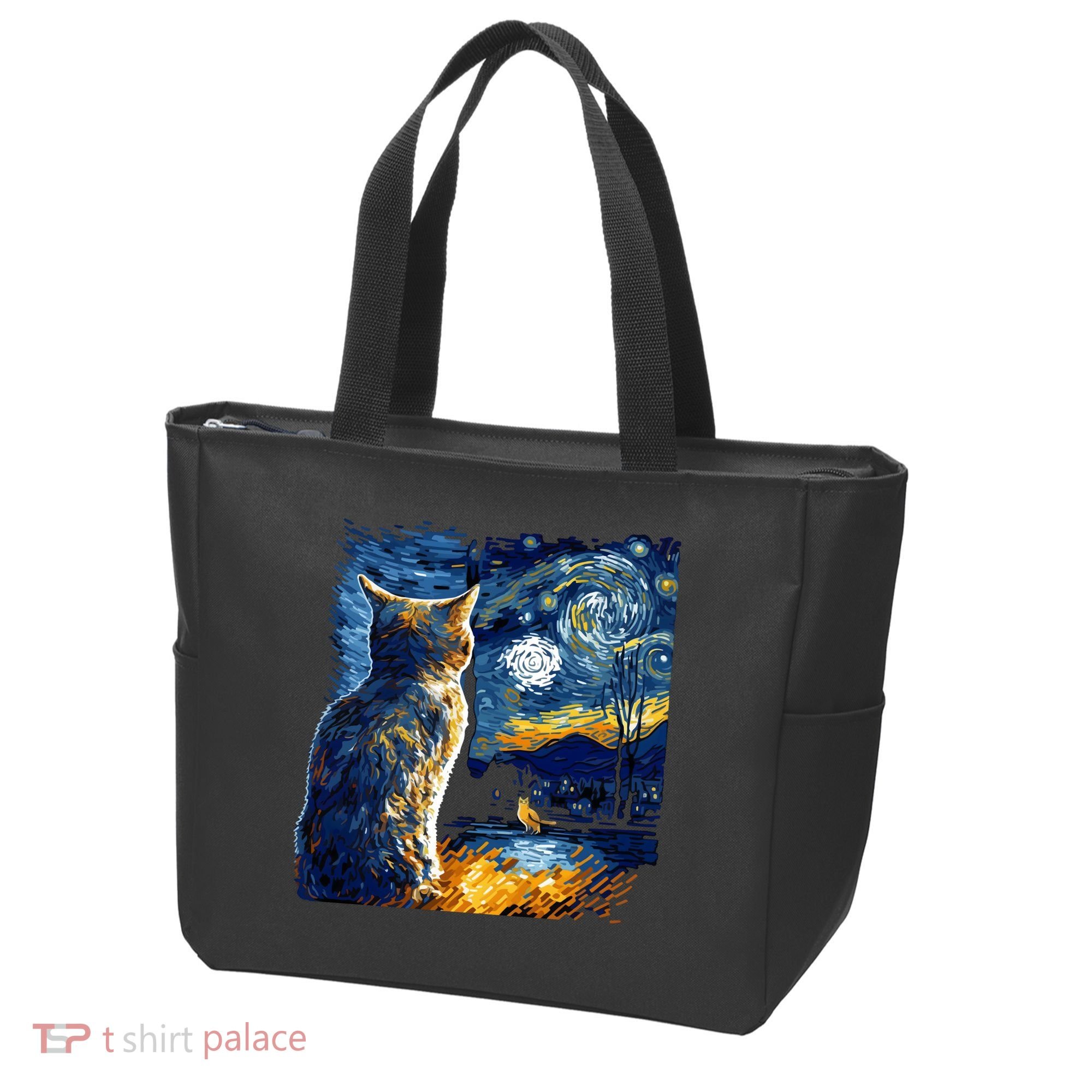 Majestic Starry Night Cat Tote Bag