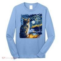 Majestic Starry Night Cat Long Sleeve Shirt thumb 0