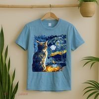 Majestic Starry Night Cat T-Shirt thumb 2