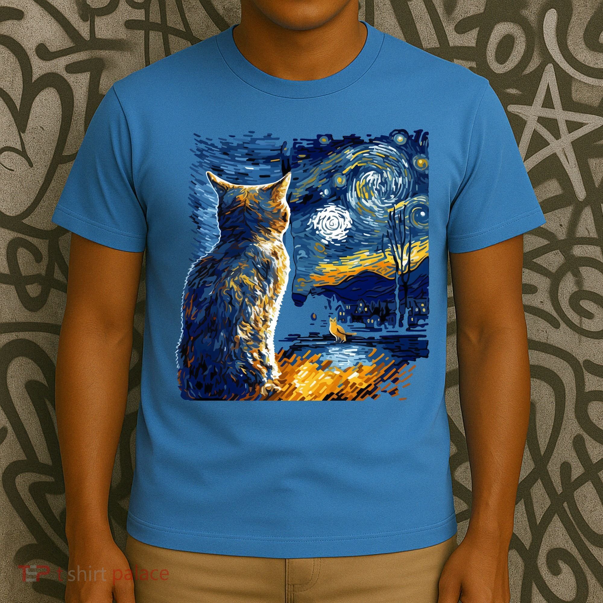 Majestic Starry Night Cat T-Shirt