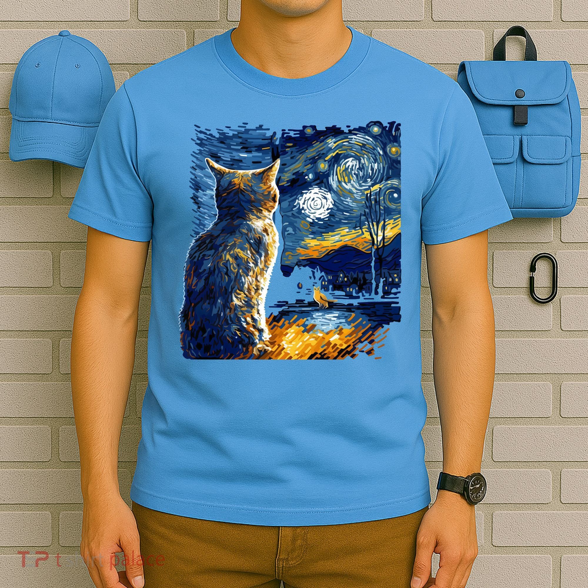 Majestic Starry Night Cat T-Shirt