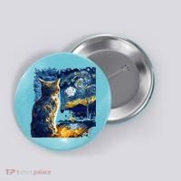 Majestic Starry Night Cat Button thumb 0