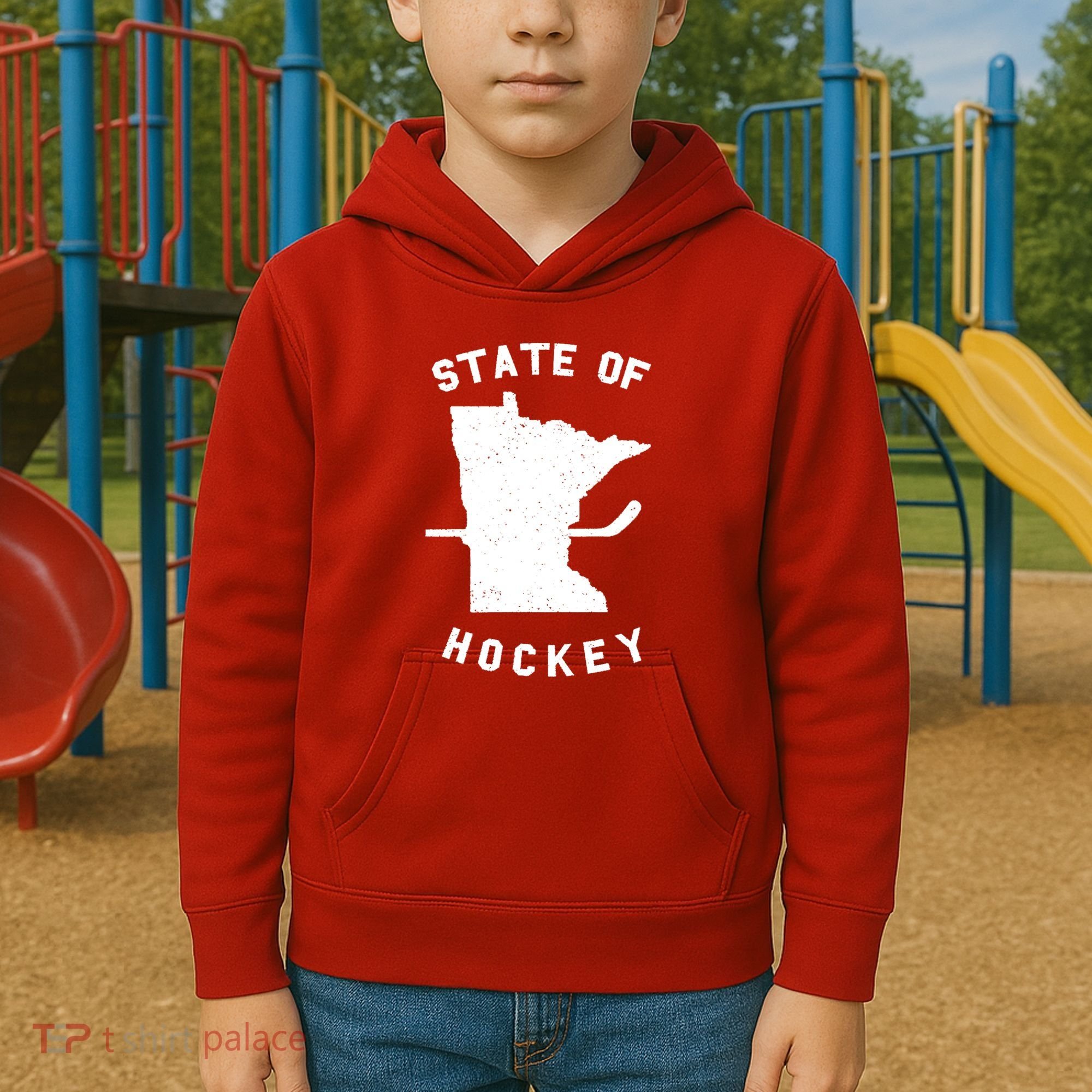Minnesota State Of Hockey Kids Hoodie