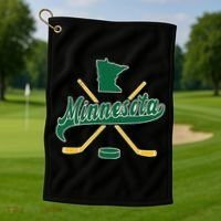 Minnesota State Of Hockey Golf Towel thumb 1