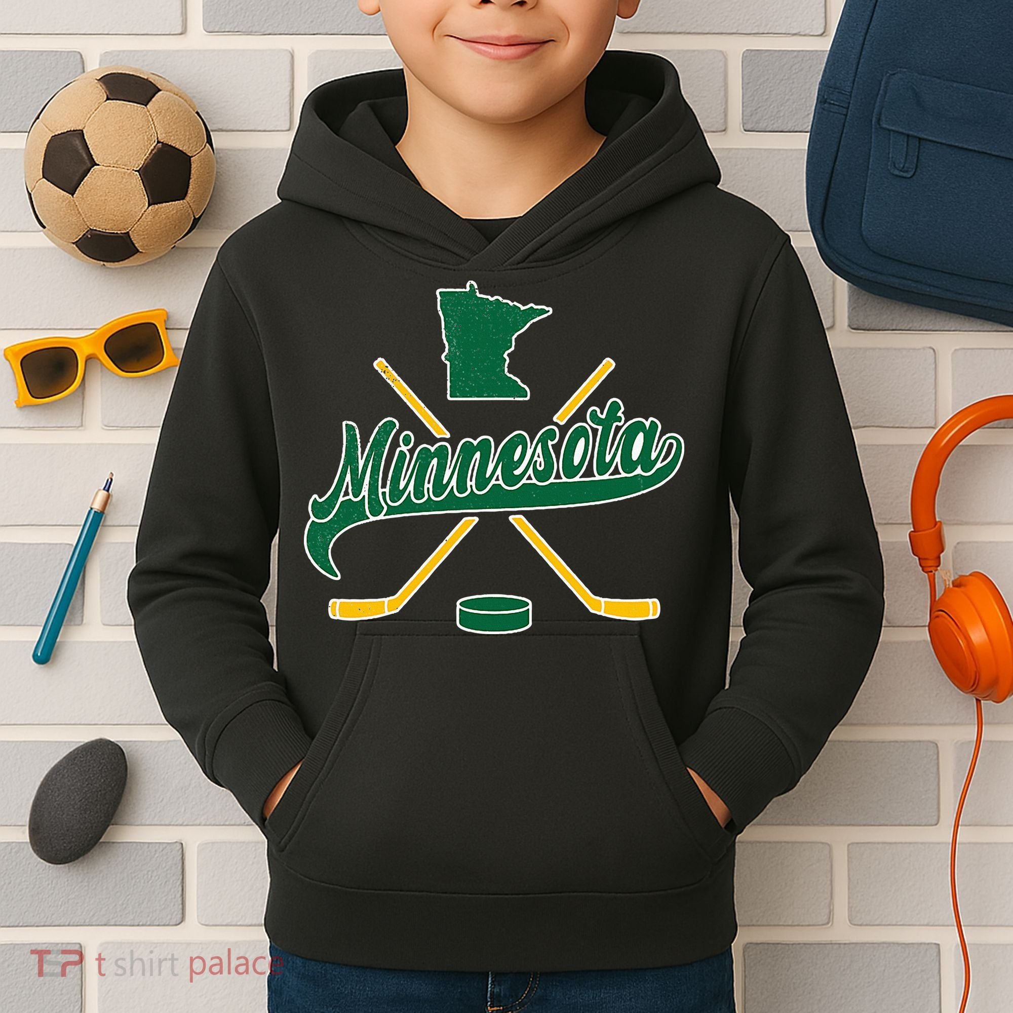 Minnesota State Of Hockey Kids Hoodie