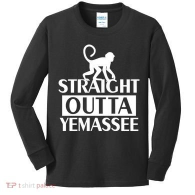 Monkey Straight Outta Yemassee Kids Long Sleeve Shirt