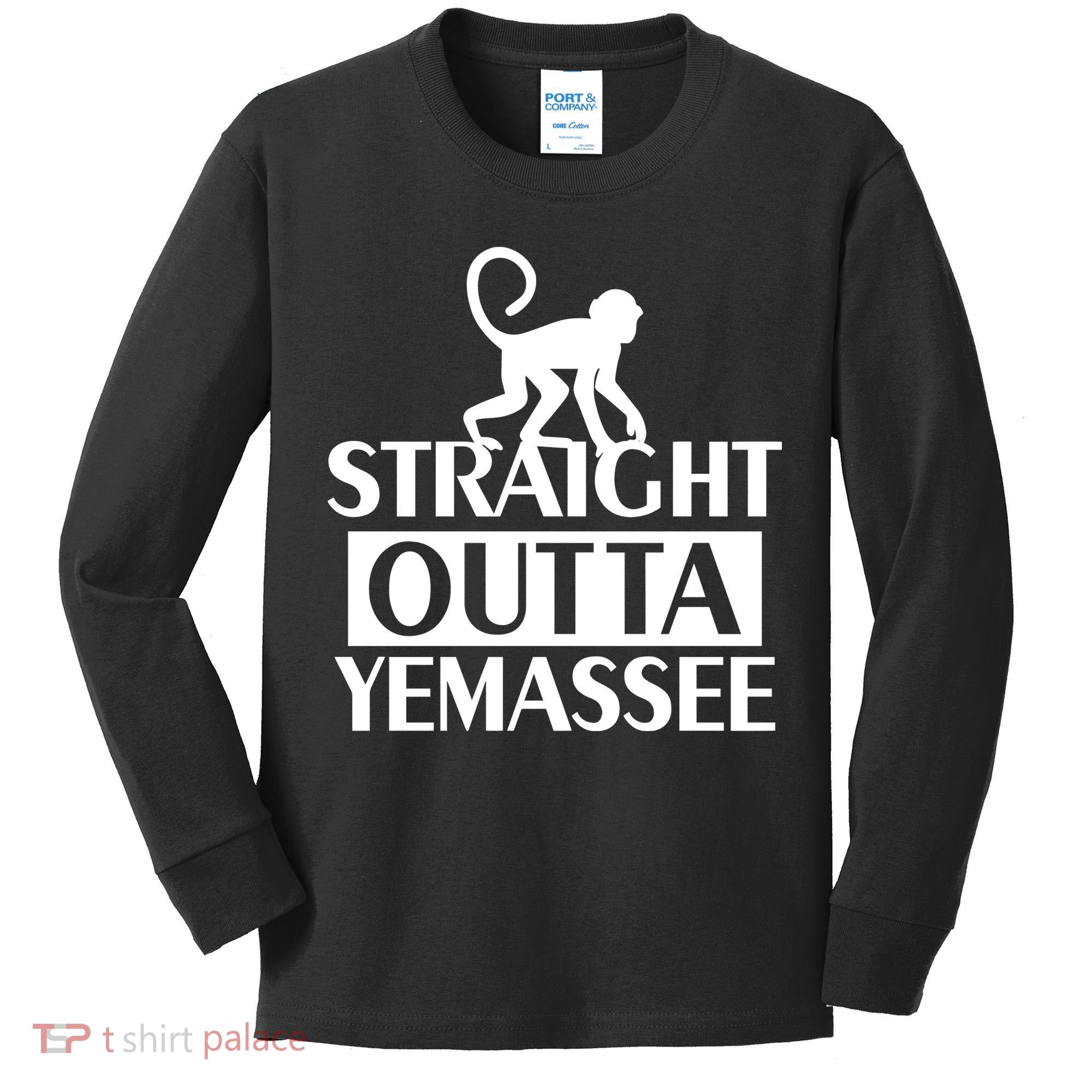 Monkey Straight Outta Yemassee Kids Long Sleeve Shirt