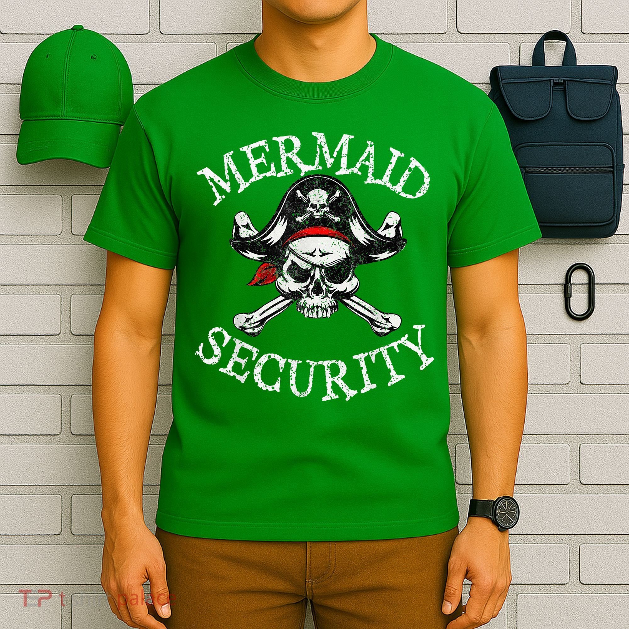 Mermaid Security Pirate Party Dad Brother Family Matching T-Shirt