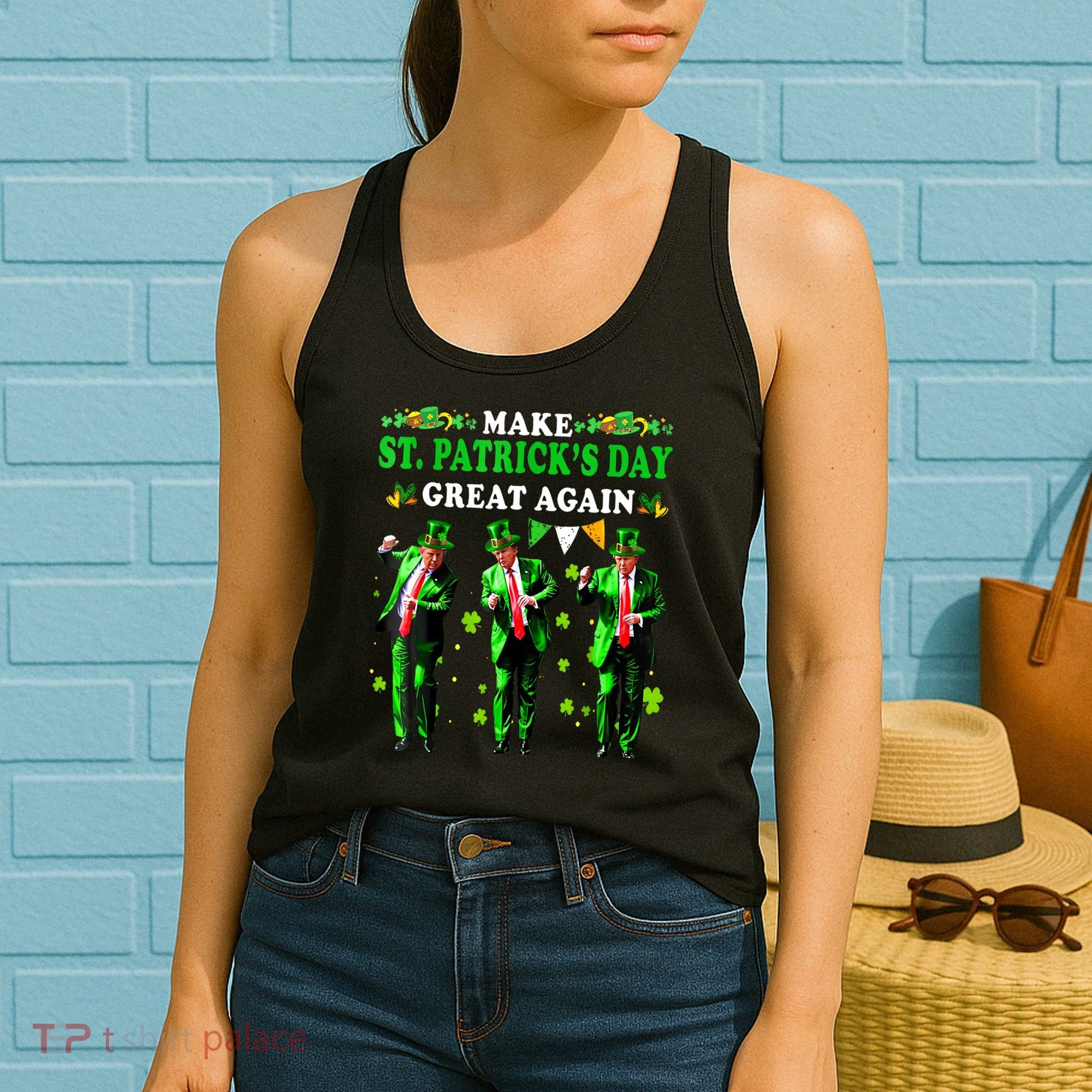 Make St PatrickS Day Great Again Funny Trump Women's Tank Top
