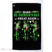 Make St PatrickS Day Great Again Funny Trump Golf Towel thumb 0
