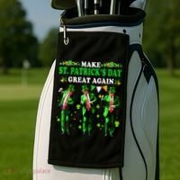 Make St PatrickS Day Great Again Funny Trump Golf Towel thumb 2