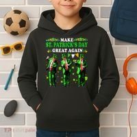 Make St PatrickS Day Great Again Funny Trump Kids Hoodie thumb 2