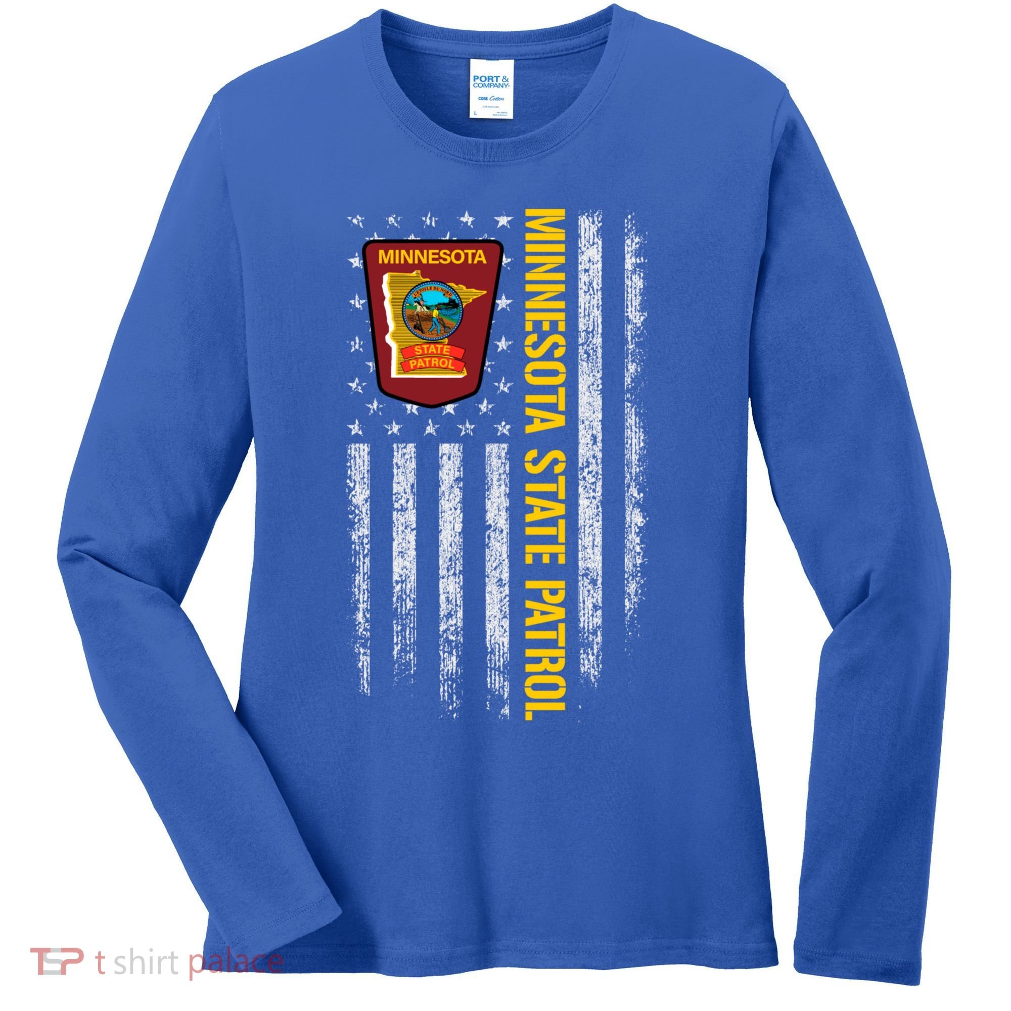 Minnesota State Patrol American Flag Women's Long Sleeve Shirt