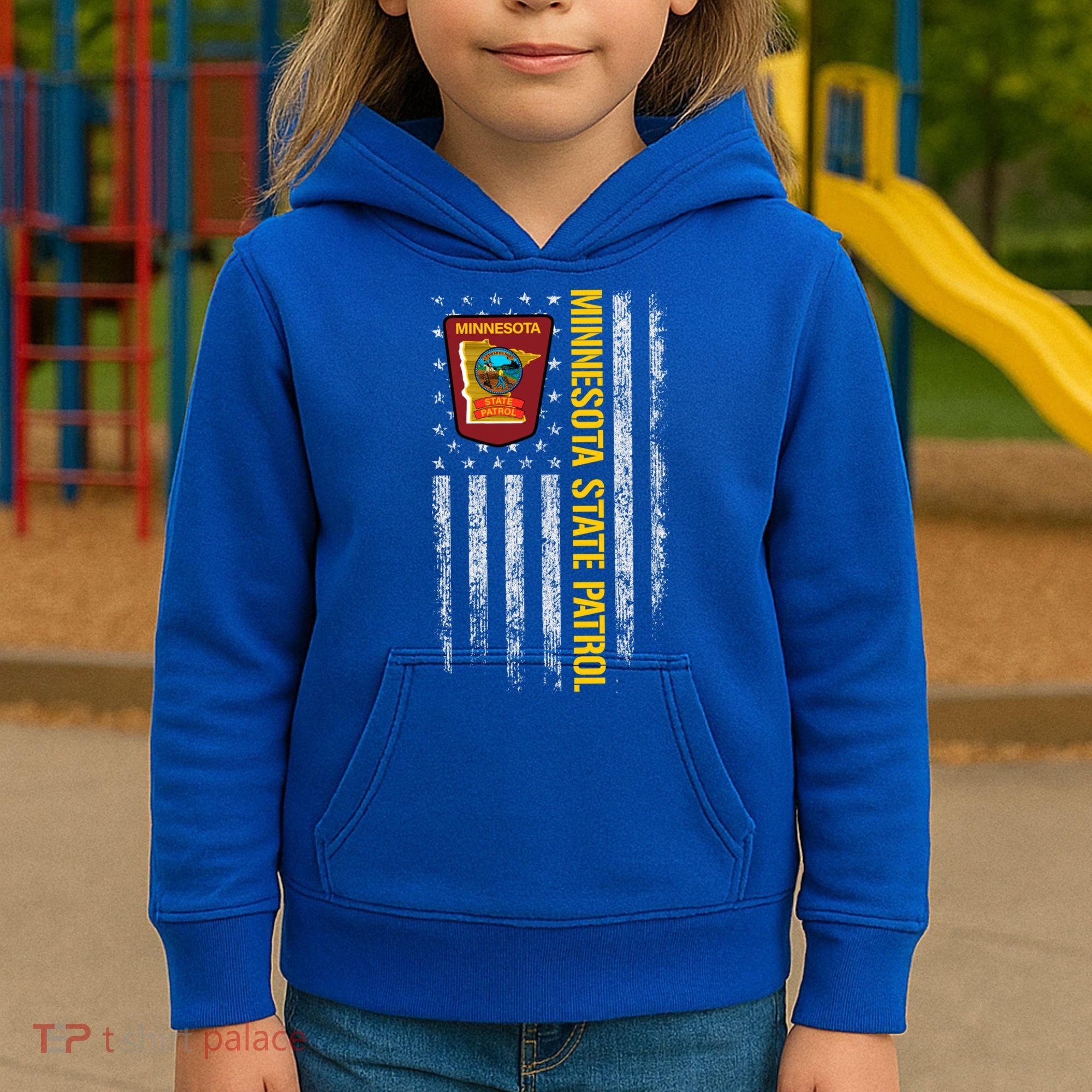 Minnesota State Patrol American Flag Kids Hoodie